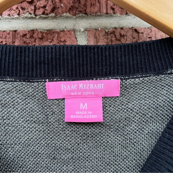 Isaac Mizrahi Sage Green and Black Camouflage Pattern Sweater - Picture 2 of 4